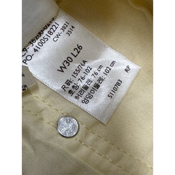 NWT Levi's 501 Women's Jeans 30x26 High-Rise Cropped Straight Button Fly Yellow - Picture 5 of 10